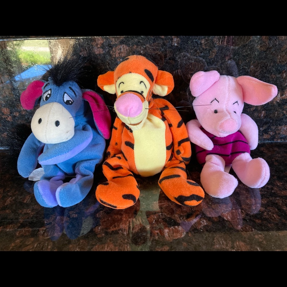 Disney Beanies - Eeyore, Piglet, Tigger - All Mint